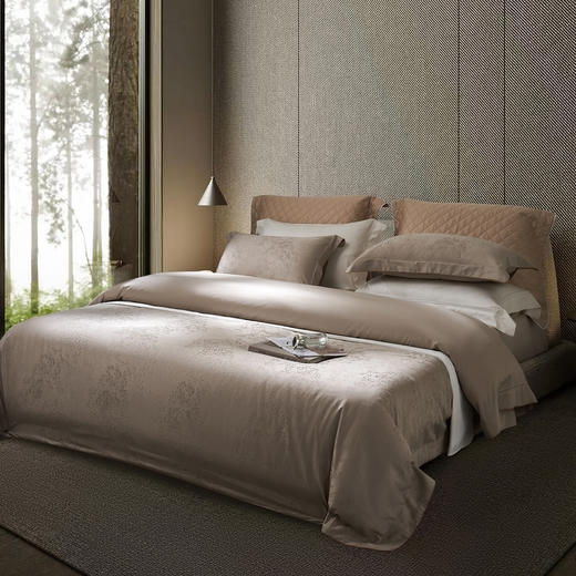 60长绒棉全棉四件套纯色大提花  叶琳-宫廷咖 商品图2