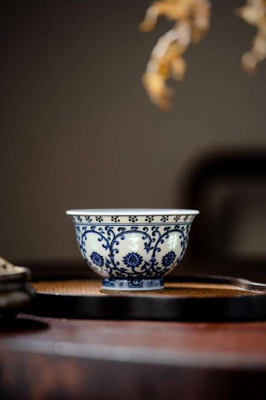 富玉窑【八字真言】景德镇陶瓷主人杯单杯青花玲珑柴窑茶杯压手杯 商品图0