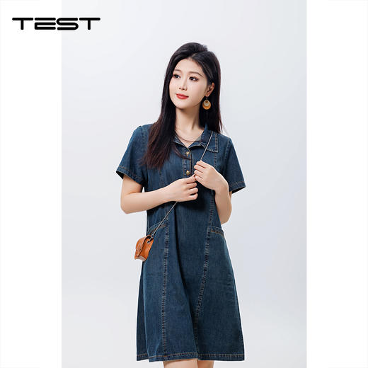 夏上新时尚气质优雅修身显瘦牛仔连衣裙4252039 商品图3