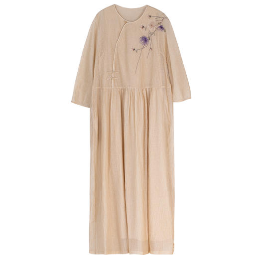 牧衣游原创 丝棉刺绣炒色连衣裙 限量福利款 青影蝶不支持会员折 商品图4