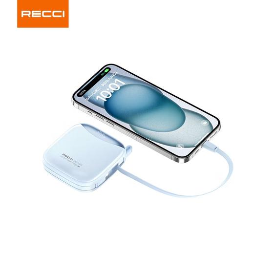 Recci锐思RPB-P20 20000mAh移动电源PD快充自带线Type-C口支持苹果15兼容安卓充电宝 商品图3