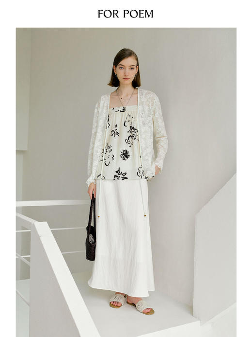 ForPoem 现货 25/SS原创设计棉感镂空花朵长袖开衫 商品图1
