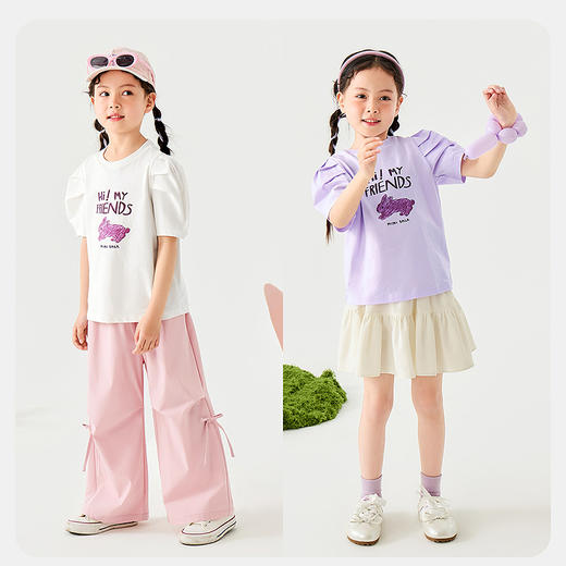 【99元任选3件】【速干纯棉】迷你巴拉女童不闷汗柔软亲肤不易变形短袖T恤 商品图2