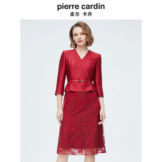 皮尔卡丹女装时尚轻仪式假两件拼接连衣裙P4108E4010R2 商品图4