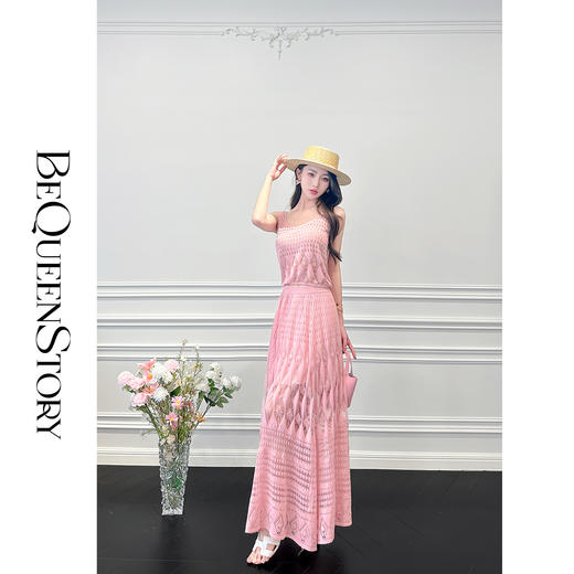 【孤品样衣，不退不换】【初夏田园】轻奢时尚异域风镂空背心&显瘦伞摆半裙针织套装 商品图4