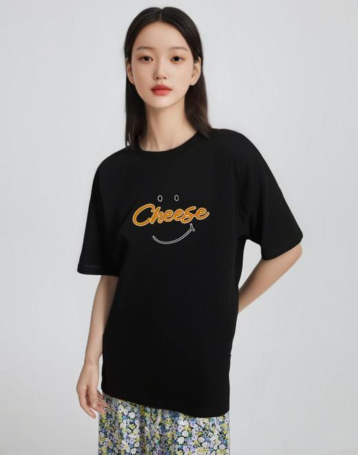 工厂直促价【100%棉】情侣（CH笑脸橙-大图）柯式印花短袖T恤-喜出 商品图2