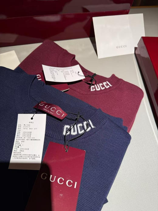 GUCC*嵌花针织短袖   蓝色。红色。 自己备注号码颜色。 商品图6