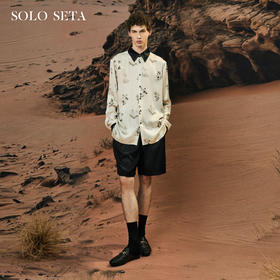 Solo seta22姆米男士真丝印花长袖衬衫短裤桑蚕丝睡衣2025秋新款