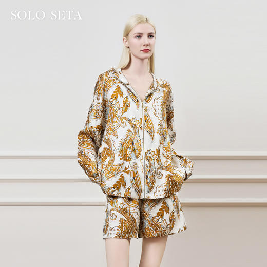 Solo seta女士真丝印花睡衣桑蚕丝上衣长裤短裤家居服2025秋新款 商品图0