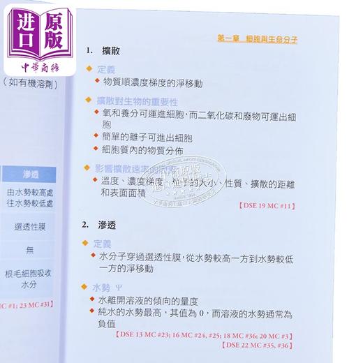 【中商原版】香港中学文凭考试 最后一分钟 生物 必修部分 DSE 港台原版 商品图3