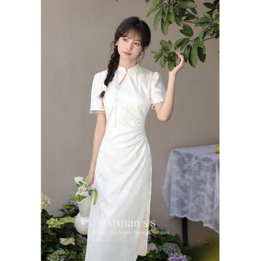 鹿向南「山月浪漫」新中式连衣裙2025新款女夏季国风旗袍短袖裙子 商品图2