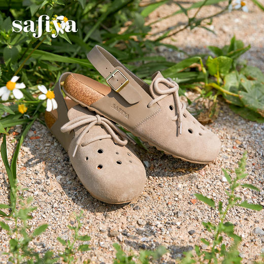 预售7天|Safiya/索菲娅2025新潮绑带洞洞鞋复古休闲百搭透气勃肯凉鞋SFD2115404 商品图4