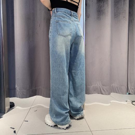 NC一粒扣双侧贴钻牛仔阔腿裤50306夏季012012033053 商品图1