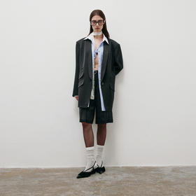 lost in echo2025春夏新款高级显瘦醋酸宽松落肩西装西裤中裤套装