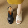 【预售5天】真皮防水台粗跟露趾罗马凉鞋春夏新款厚底高跟小个子一字扣带凉鞋DPJ&2521 商品缩略图4