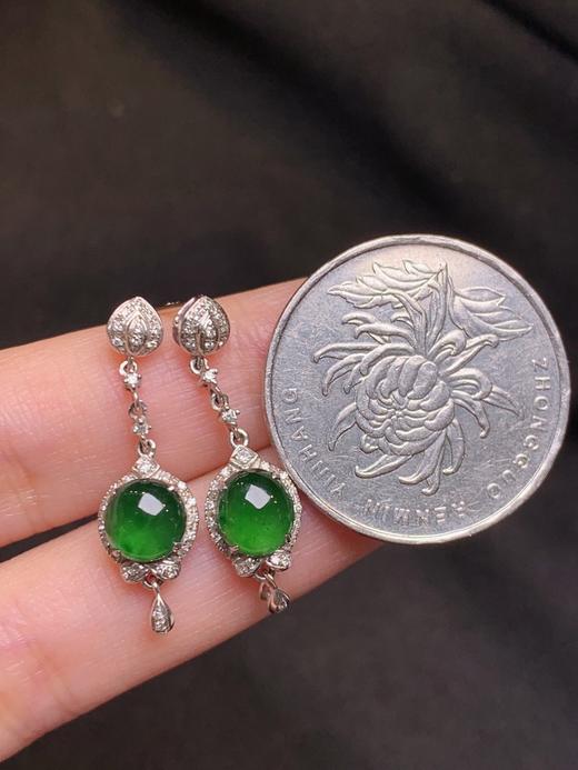 蛋面翡翠耳坠 商品图0