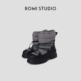 ROMI STUDIO“御雪之道” 可调节抽绳中筒厚底户外雪地靴 448DS045