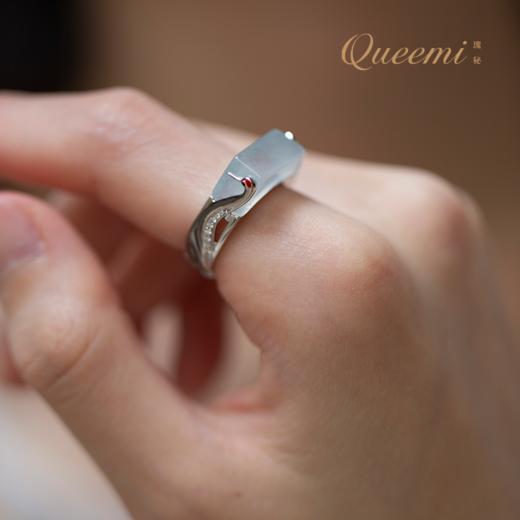 「万物生而有翼」18K白翡翠仙鹤戒指 商品图0