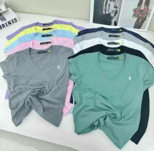 全场5折！RL Polo劳伦拉夫 V领基础款T恤 黑灰白超好看 商品图14