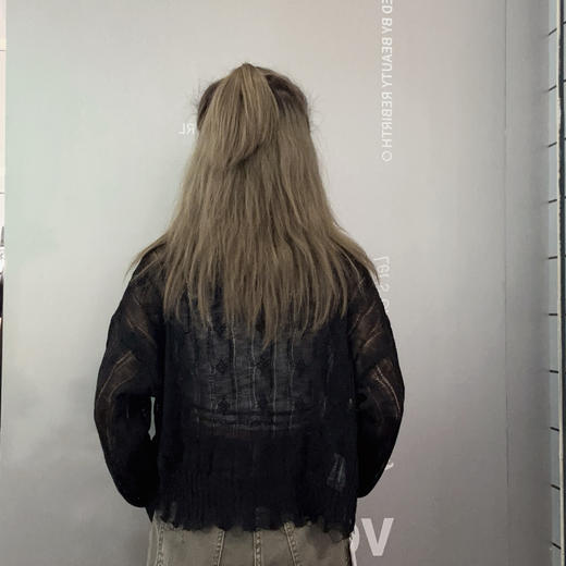 ZS圆领镂空小标宽松毛织上衣50109春季903011031035 商品图1