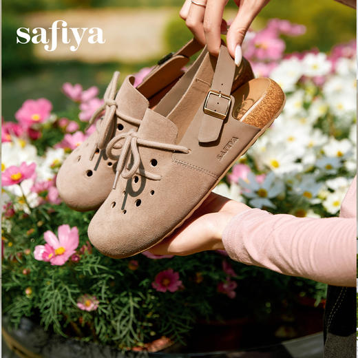 预售7天|Safiya/索菲娅2025新潮绑带洞洞鞋复古休闲百搭透气勃肯凉鞋SFD2115404 商品图1