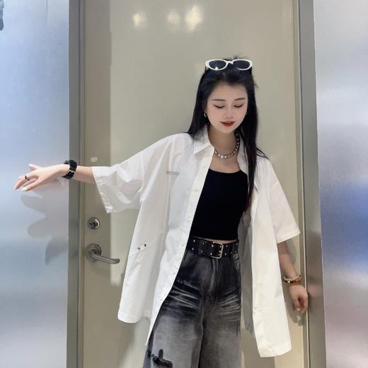 MZ胸前小图标短袖衬衫（白红绿）夏季952010230321 商品图2