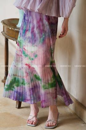 【门店同款】ENJOY夏季风褶衣水墨画鱼尾半裙 162264818