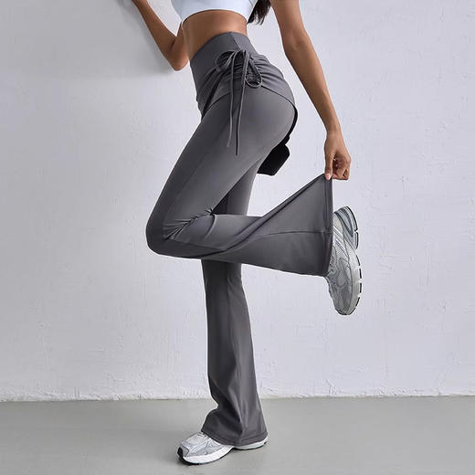 跃牌【瑜堂系列】新款抽皱喇叭裙裤假两件微喇普拉提高腰提臀瑜伽裤JYMK139 商品图0