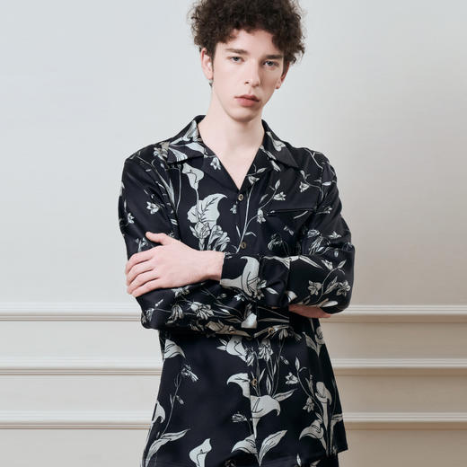 Solo seta22姆米重磅真丝男士印花衬衫短裤桑蚕丝睡衣2025年秋季 商品图2