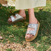 预售7天|Safiya/索菲娅2025时尚双扣带轻便增高休闲外穿复古厚底勃肯拖SFD2110158 商品缩略图1