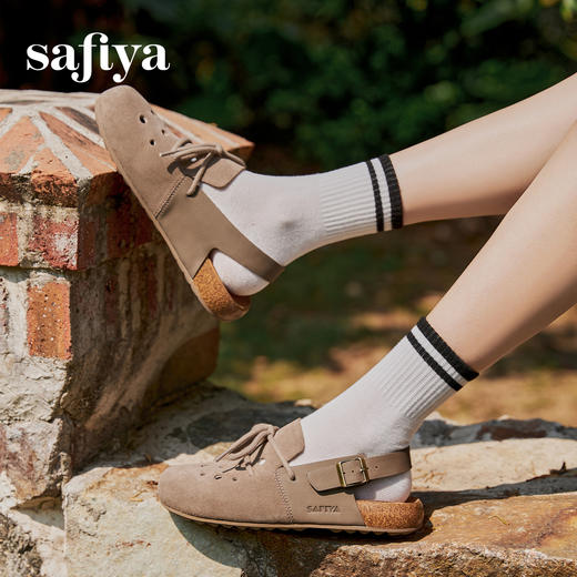 预售7天|Safiya/索菲娅2025新潮绑带洞洞鞋复古休闲百搭透气勃肯凉鞋SFD2115404 商品图2