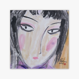 许固令《脸谱之十七》国画原作53CM*53CM 手绘宣纸脸谱系列斗方作品【GH0496】