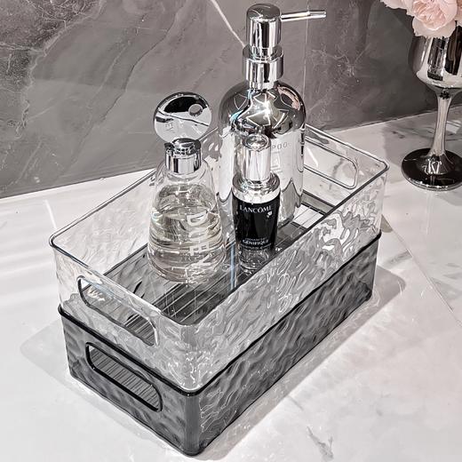 冰川纹化妆品收纳盒  轻奢高颜值卫生间桌面整理盒  塑料带提手收纳筐 商品图1