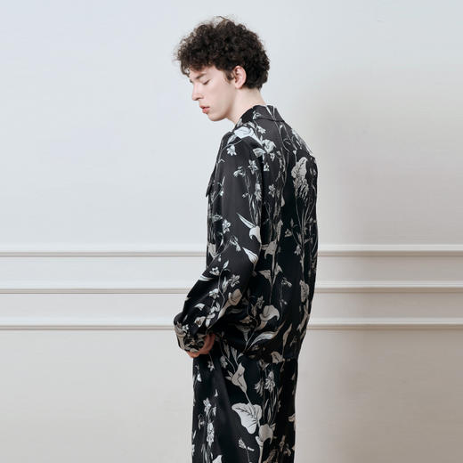 Solo seta22姆米重磅真丝男士印花衬衫短裤桑蚕丝睡衣2025年秋季 商品图1