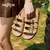 预售|Safiya/索菲娅2025露趾低跟休闲懒人外穿勃肯皮带扣一字拖鞋SFD2110355 商品缩略图0
