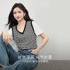 【周末秒杀】熙世界假两件短袖拼接条纹T恤女休闲宽松正肩显瘦上衣2025夏新款 商品缩略图1