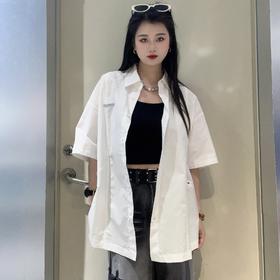 MZ胸前小图标短袖衬衫（白红绿）夏季952010230321