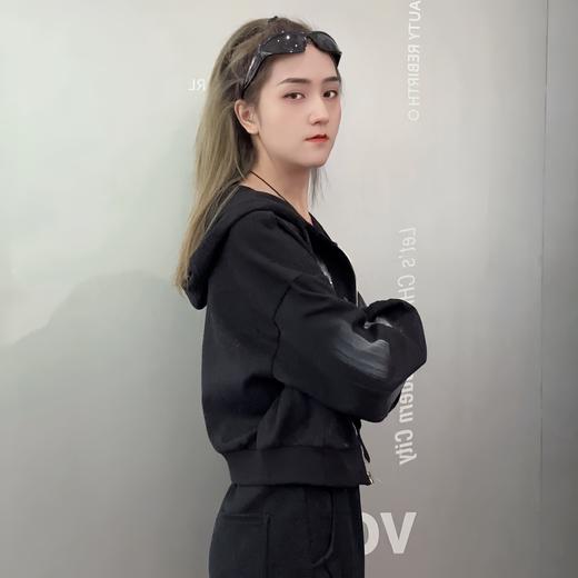 Z 连帽刷漆短卫衣外套（黑）春季251060230321 商品图2