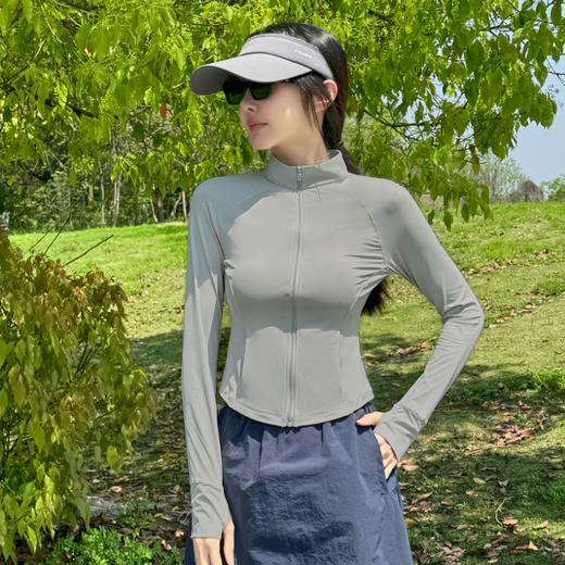 修身款防晒衣女夏季户外防紫外线冰丝透气瑜伽外套上衣运动防晒服 商品图1