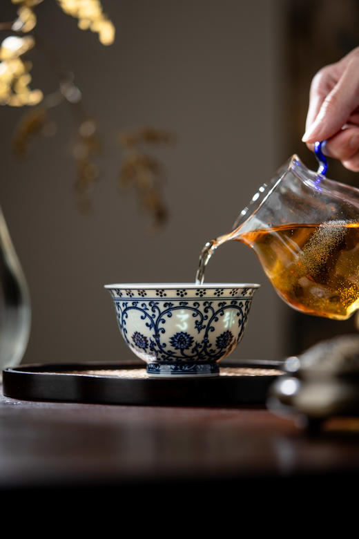 富玉窑【八字真言】景德镇陶瓷主人杯单杯青花玲珑柴窑茶杯压手杯 商品图4