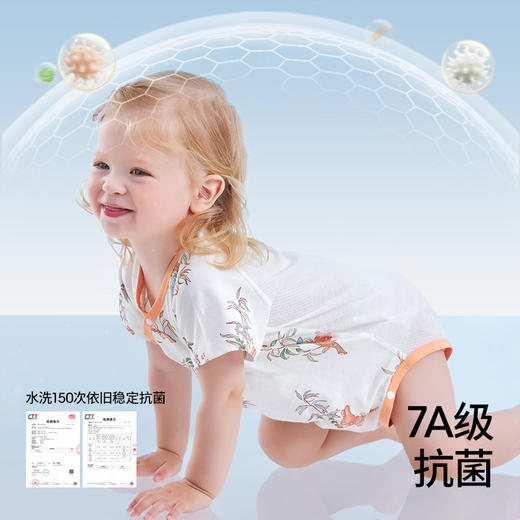 贝肽斯婴儿包屁衣夏季女宝宝新生儿衣服网眼透气纯棉a类连体爬服 商品图3