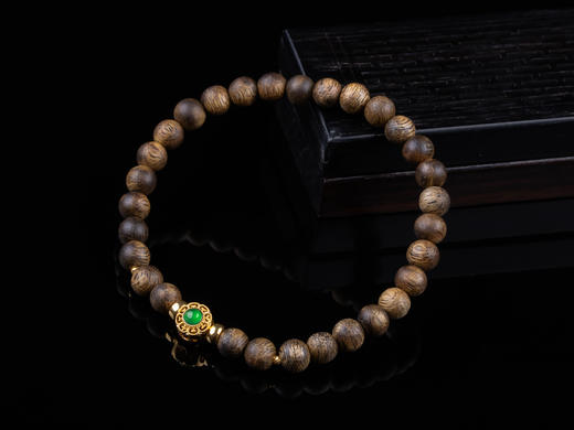 XY0182沉香+翡翠18K金单圈手串 商品图1