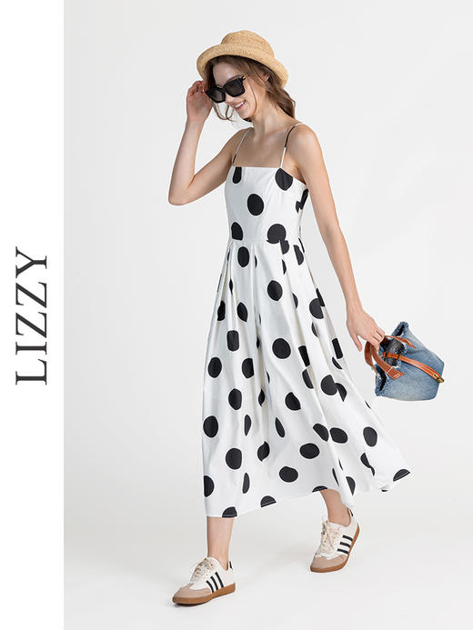 LIZZY夏季波点吊带裙度假休闲宴会连衣裙8140 商品图1