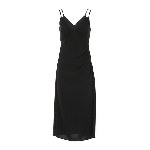 VIMAGE纬漫纪性感简约V领开叉修身黑色显瘦吊带连衣裙秋季新款V2077607 商品图5