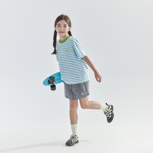 【代发】条纹短袖T恤 cicochild夏季款中大女童舒适亲子款蓝白条纹短袖 商品图3