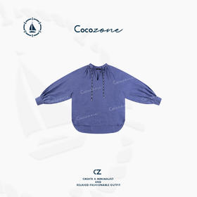 COCO ZONE 刘一一【黑标系列】100%纯亚麻订制绳结上衣CD1A0433