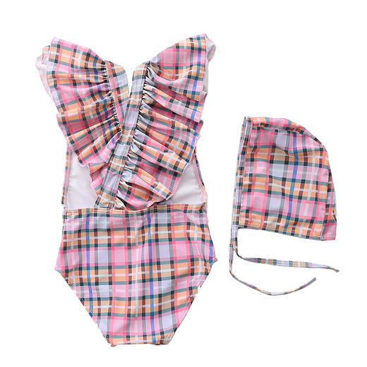 送泳帽！【宝宝条纹飞袖设计，ins风连体泳装】儿童泳衣女 宝宝条纹飞袖游泳衣 女童连体ins 韩国婴儿女孩可爱泳装-QQ 商品图9