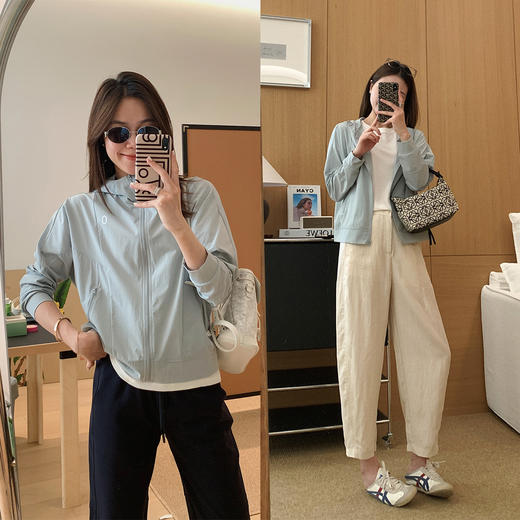 小O防晒衫！2025新款轻薄速干分割结构短款连帽外套宽松休闲上衣 商品图1