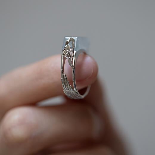 「万物生而有翼」18K白翡翠仙鹤戒指 商品图2