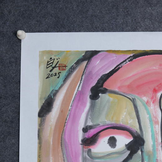 许固令《脸谱之十九》国画原作53CM*53CM 手绘宣纸脸谱系列斗方作品【GH0498】 商品图4